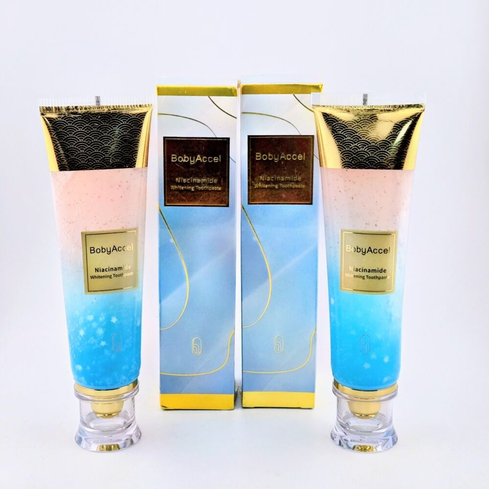 BobyAccel Niacinamide Whitening Toothpaste 100g Set of 2 Dual-Color New Sealed